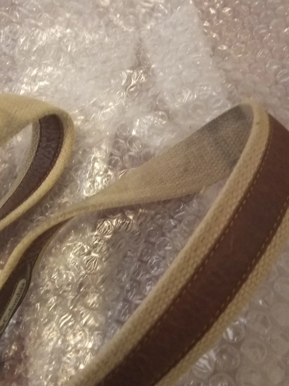 Columbia Beige Canvas Belt with Brown Leather Trim